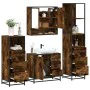 Set de muebles baño 4 pzas madera contrachapada roble ahumado de , Muebles de baño - Ref: Foro24-3301287, Precio: 328,50 €, D...
