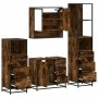 Set de muebles baño 4 pzas madera contrachapada roble ahumado de , Muebles de baño - Ref: Foro24-3301287, Precio: 328,50 €, D...
