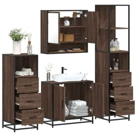 Set de muebles baño 4 pzas madera contrachapada roble marrón von , Badezimmermöbel - Ref: Foro24-3301279, Preis: 321,87 €, Ra...