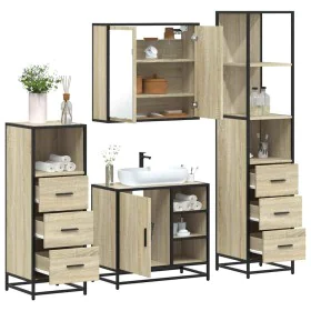Juego de muebles de baño 4 pzas contrachapada roble sonoma von , Badezimmermöbel - Ref: Foro24-3301266, Preis: 323,55 €, Raba...
