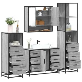 Set de muebles de baño 4 pzas madera contrachapada gris sonoma von , Badezimmermöbel - Ref: Foro24-3301293, Preis: 454,02 €, ...
