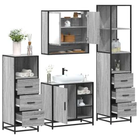 Set de muebles de baño 4 pzas madera contrachapada gris sonoma de , Muebles de baño - Ref: Foro24-3301298, Precio: 347,91 €, ...
