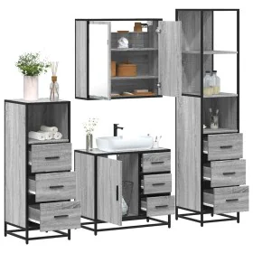 Set de muebles de baño 4 pzas madera contrachapada gris sonoma von , Badezimmermöbel - Ref: Foro24-3301258, Preis: 372,63 €, ...