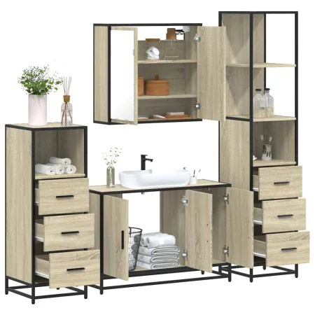 Juego de muebles de baño 4 pzas contrachapada roble sonoma by , Bathroom furniture - Ref: Foro24-3301251, Price: 330,97 €, Di...