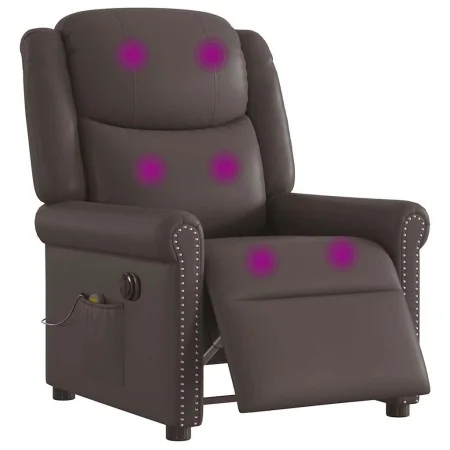 Sillón reclinable de masaje eléctrico marrón brillante by , Armchairs - Ref: Foro24-3303417, Price: 279,33 €, Discount: %