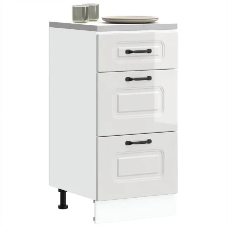 Mueble bajo cocina Kalmar madera ingeniería blanca alto brillo de , Armarios de cocina - Ref: Foro24-854242, Precio: 107,50 €...