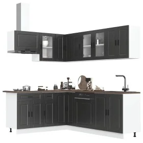 Mueble de cocina Porto negra 11 piezas madera contrachapada von , Küchenschränke - Ref: Foro24-3314902, Preis: 748,74 €, Raba...