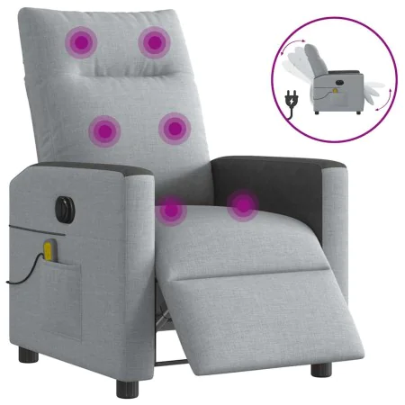 Sillón reclinable de masaje eléctrico tela gris claro by , Armchairs - Ref: Foro24-3324045, Price: 256,88 €, Discount: %