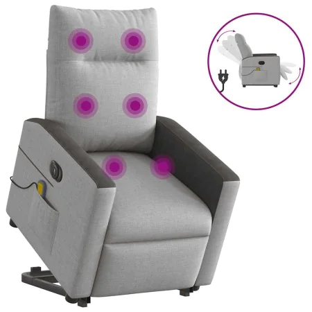 Sillón de masaje eléctrico reclinable elevable tela gris nube by , Armchairs - Ref: Foro24-3324072, Price: 342,14 €, Discount: %
