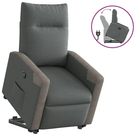 Sillón reclinable elevable de tela gris oscuro by , Armchairs - Ref: Foro24-3324091, Price: 272,07 €, Discount: %