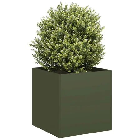 Jardinera de acero laminado en frío verde oliva 40x40x40 cm von , Töpfe und Pflanzgefäße - Ref: Foro24-860664, Preis: 50,82 €...