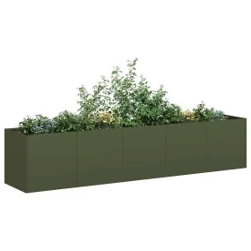 Jardinera de acero laminado en frío verde oliva 200x40x40 cm by , Pots and planters - Ref: Foro24-860685, Price: 132,02 €, Di...