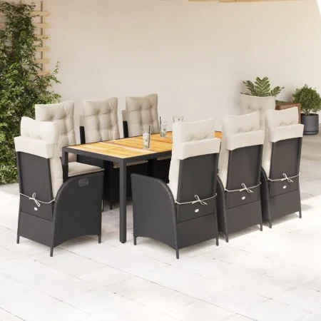 Set de comedor de jardín 9 pzas y cojines ratán sintético negro von , Gartensets - Ref: Foro24-3213093, Preis: 1,00 €, Rabatt: %