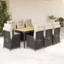 Set de comedor de jardín 9 pzas y cojines ratán sintético negro von , Gartensets - Ref: Foro24-3213093, Preis: 1,00 €, Rabatt: %