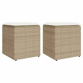 Taburetes de jardín con cojines 2 uds beige 40x40x43 cm von , Hocker für den Außenbereich - Ref: Foro24-4104043, Preis: 125,0...