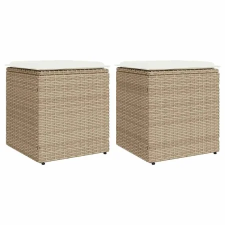 Taburetes de jardín con cojines 2 uds beige 40x40x43 cm by , Outdoor ottomans - Ref: Foro24-4104043, Price: 125,05 €, Discoun...