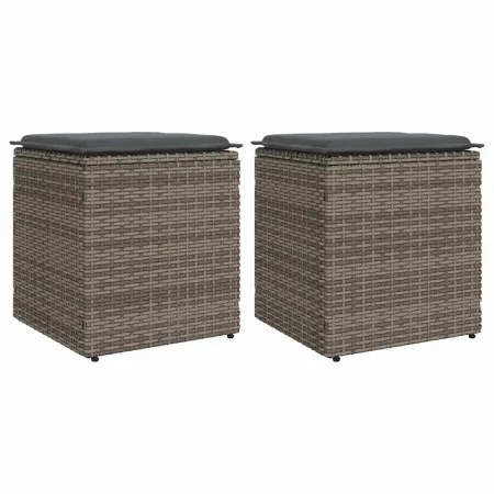 Taburetes de jardín con cojines 2 uds gris 40x40x43 cm by , Outdoor ottomans - Ref: Foro24-4104041, Price: 124,87 €, Discount: %