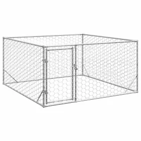 Perrera de exterior puerta acero galvanizado plateado 2x2x1 m by , Dog kennels - Ref: Foro24-4105411, Price: 90,11 €, Discoun...