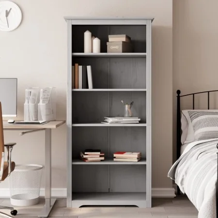 Librería BODO 5 estantes madera maciza pino gris 82x40x173 cm by , Bookcases and shelves - Ref: Foro24-355082, Price: 179,67 ...