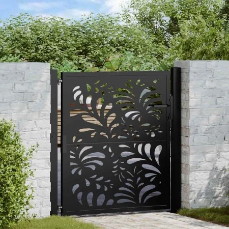 Puerta de jardín diseño ondulado de acero negro 105x106 cm de , Puertas de jardín - Ref: Foro24-4100969, Precio: 211,01 €, De...