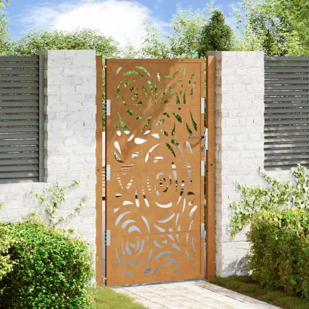 Puerta de jardín diseño llama acero desgastado 105x180 cm de , Puertas de jardín - Ref: Foro24-4100997, Precio: 228,46 €, Des...