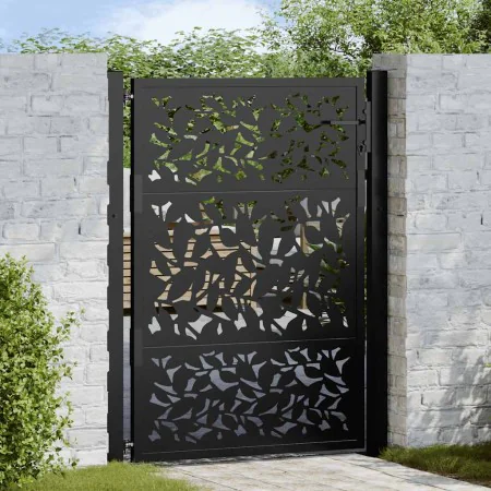 Puerta de jardín diseño de hoja de acero negra 105x130 cm de , Puertas de jardín - Ref: Foro24-4100960, Precio: 197,31 €, Des...