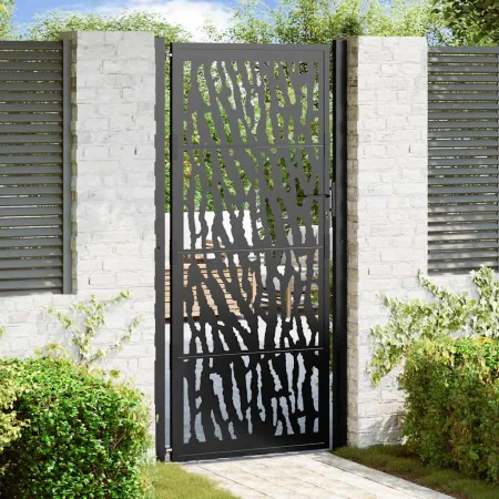 Puerta de jardín de diseño con raíl de acero negro 105x205 cm von , Gartentore - Ref: Foro24-4100983, Preis: 238,54 €, Rabatt: %