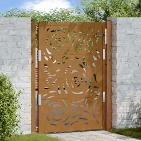 Puerta de jardín diseño llama acero desgastado 105x130 cm by , garden gates - Ref: Foro24-4100995, Price: 204,25 €, Discount: %