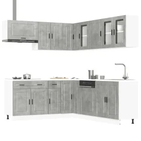 Mueble cocina Porto gris hormigón 11 pzas madera contrachapada de , Armarios de cocina - Ref: Foro24-3314935, Precio: 704,72 ...