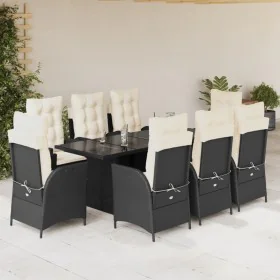 Set de comedor de jardín 9 pzas y cojines ratán sintético negro by , Garden sets - Ref: Foro24-3213114, Price: 1,00 €, Discou...