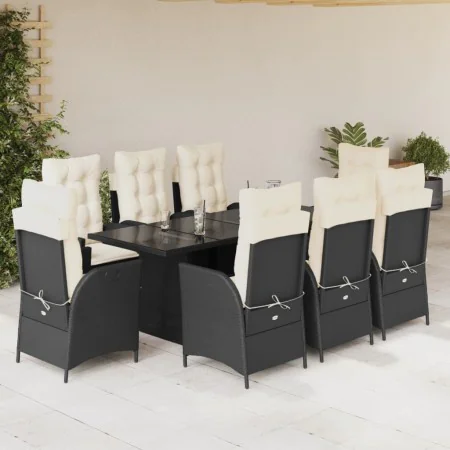 Set de comedor de jardín 9 pzas y cojines ratán sintético negro von , Gartensets - Ref: Foro24-3213114, Preis: 1,00 €, Rabatt: %
