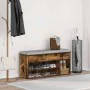 Banco zapatero madera de ingeniería roble ahumado 102x30,5x45cm de , Zapateros y organizadores de calzado - Ref: Foro24-85914...