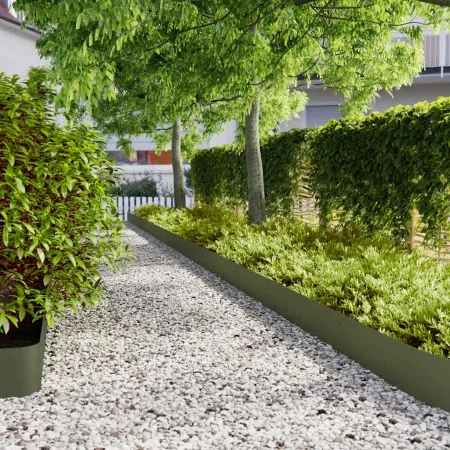 Bordes césped 10 uds acero laminado frío verde oliva 20x103 cm de , Ribetes y bordes para jardín - Ref: Foro24-860157, Precio...