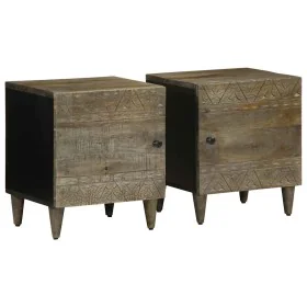 Mesitas noche 2 uds madera maciza mango gris claro 40x33x46 cm von , Nachttische - Ref: Foro24-4017789, Preis: 96,05 €, Rabat...