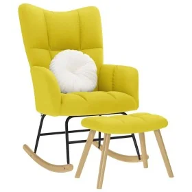 Sillón mecedora con taburete tela amarilla claro by , Rocking chairs - Ref: Foro24-4016809, Price: 139,19 €, Discount: %