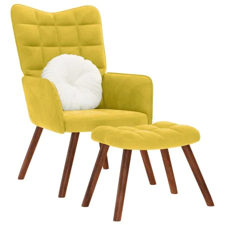 Sillón de relax con taburete terciopelo amarillo by , Armchairs - Ref: Foro24-4016828, Price: 98,11 €, Discount: %