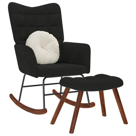 Mecedora con taburete de terciopelo negro by , Rocking chairs - Ref: Foro24-4016849, Price: 129,62 €, Discount: %