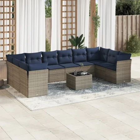Set de sofás de jardín 11 pzas y cojines ratán sintético gris von , Gartensets - Ref: Foro24-3250050, Preis: 794,57 €, Rabatt: %