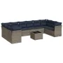 Set de sofás de jardín 11 pzas y cojines ratán sintético gris von , Gartensets - Ref: Foro24-3250050, Preis: 794,57 €, Rabatt: %