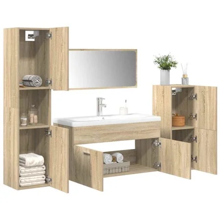 Juego de muebles de baño 5 pzas madera ingeniería roble Sonoma by , Bathroom furniture - Ref: Foro24-3325022, Price: 382,77 €...