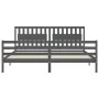 Gray solid wood bed frame with headboard 200x200 cm by vidaXL, Beds and slatted bases - Ref: Foro24-3194333, Price: 185,32 €,...