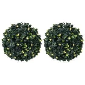 Bolas de boj artificial con luces LED 2 unidades 22 cm by , artificial flora - Ref: Foro24-3335895, Price: 39,36 €, Discount: %