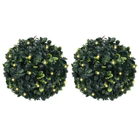 Bolas de boj artificial con luces LED 2 unidades 22 cm by , artificial flora - Ref: Foro24-3335895, Price: 39,36 €, Discount: %