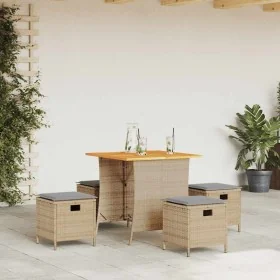 Set comedor de jardín 5 pzas con cojines ratán sintético beige by , Garden sets - Ref: Foro24-365423, Price: 228,84 €, Discou...
