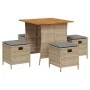 Set comedor de jardín 5 pzas con cojines ratán sintético beige von , Gartensets - Ref: Foro24-365423, Preis: 228,84 €, Rabatt: %