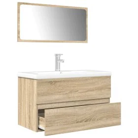 Set de muebles de baño 3 pzas madera contrachapada roble Sonoma von , Badezimmermöbel - Ref: Foro24-3325043, Preis: 235,60 €,...