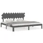 Gray solid wood bed frame with headboard 200x200 cm by vidaXL, Beds and slatted bases - Ref: Foro24-3193748, Price: 176,16 €,...