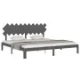 Gray solid wood bed frame with headboard 200x200 cm by vidaXL, Beds and slatted bases - Ref: Foro24-3193748, Price: 176,16 €,...