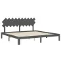Gray solid wood bed frame with headboard 200x200 cm by vidaXL, Beds and slatted bases - Ref: Foro24-3193748, Price: 176,16 €,...