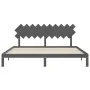 Gray solid wood bed frame with headboard 200x200 cm by vidaXL, Beds and slatted bases - Ref: Foro24-3193748, Price: 176,16 €,...